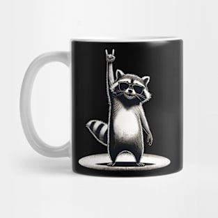 Retro Raccoon Rock and Roll Music Gift Funny Raccoon Mug